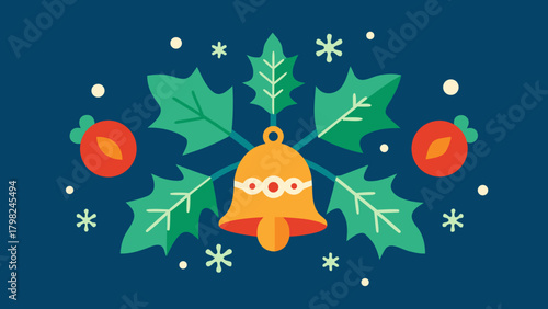 Winter holiday fish illustration in water and glass with snow and a decorative greeting card vector design