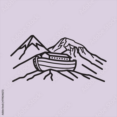 From Bible Noha Ship line art vector