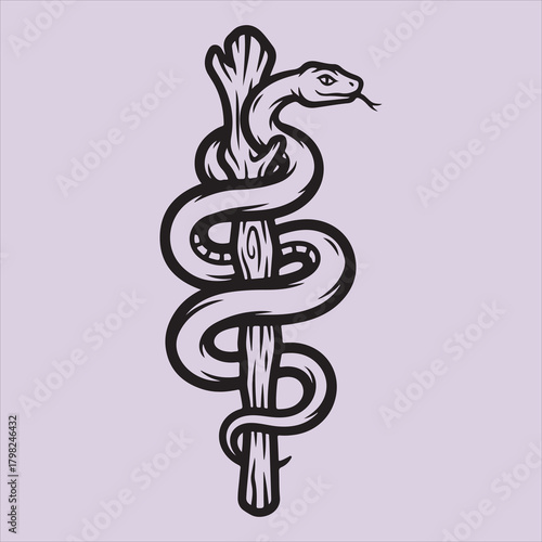 From Bible Snake line art vector