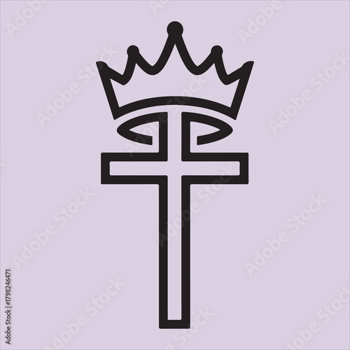 From Bible crown with cross line art vector