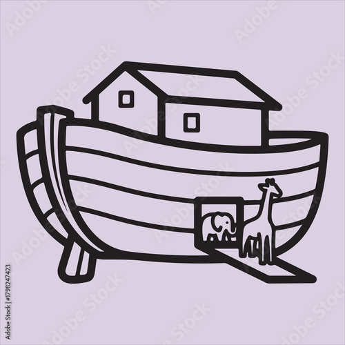 From Bible Nuho ship line art vector