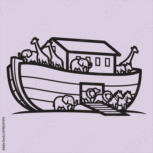 From Bible Nuho ship line art vector