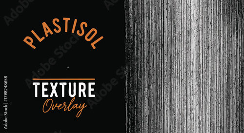High-quality Plastisol texture overlay vector graphic for screen printing effects. This distressed grunge pattern features dense vertical lines
