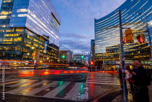 Photography Toronto night scene,  intersection of University Av