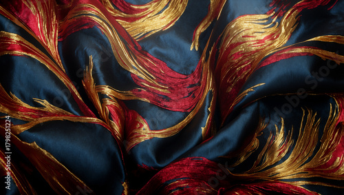 青赤金の布　AI生成素材