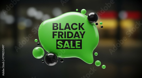 Black friday sale green speech bubble in 3d rendering