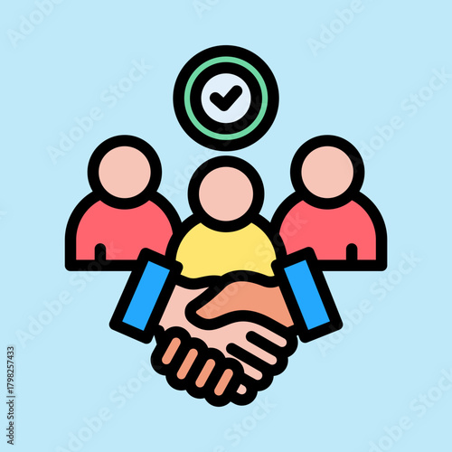 Color icon depicting Customer Onboarding, visualizing the process of welcoming and integrating new clients effectively.