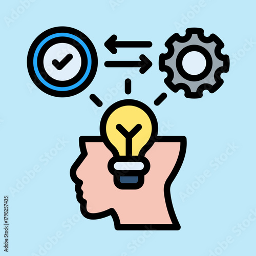 Linear color icon depicting Competency, showcasing skills and expertise in a clear and engaging design for professional contexts.