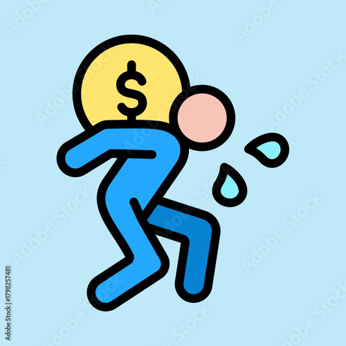 Linear color icon depicting Debit Burden, illustrating financial obligations and liabilities in a clear and informative design for economic contexts.