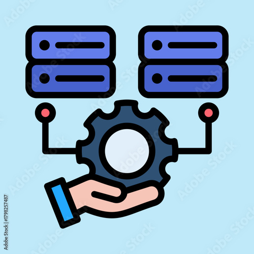 Linear color icon depicting Data Integration, illustrating the merging of data from various sources in a clear and informative design for technology and business contexts.