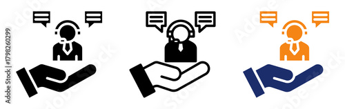 Customer Service Icon Collection Glyph & Mixed Style 