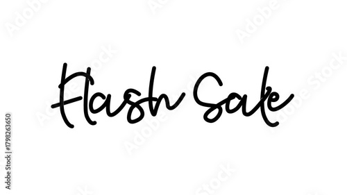 Animated text flash sale bursts with handwritten script font on white backdrop. Great for social media promotions and advertising campaigns.