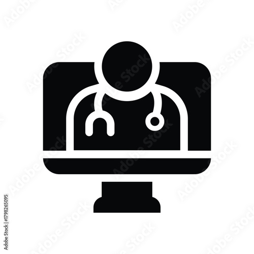 online doctor glyph icon illustration vector graphic.eps