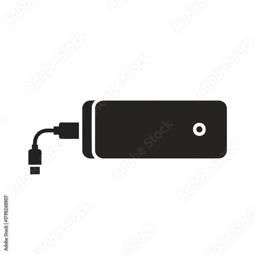 Portable External Hard Drive Connected with USB Cable for Data Storage.