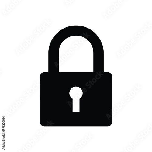 Black Padlock Icon Symbolizing Security and Protection.