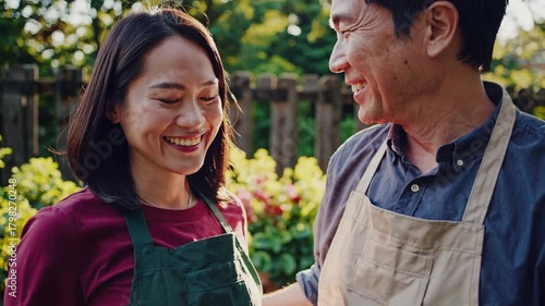 Joyful Gardeners Celebrating Together in a Lush Backyard