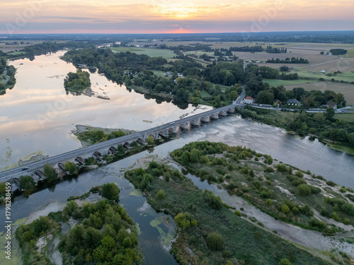 Photo aérienne de Beaugency en Val de Loire. Aerial photo of Beaugency in the Loire Valley.