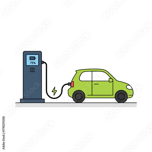 Electric Car Charging at 75 Percent Battery Level