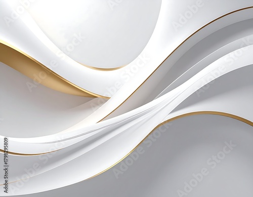 Wallpaper Mural Elegant, flowing white and gold abstract design with curving lines and soft lighting Torontodigital.ca