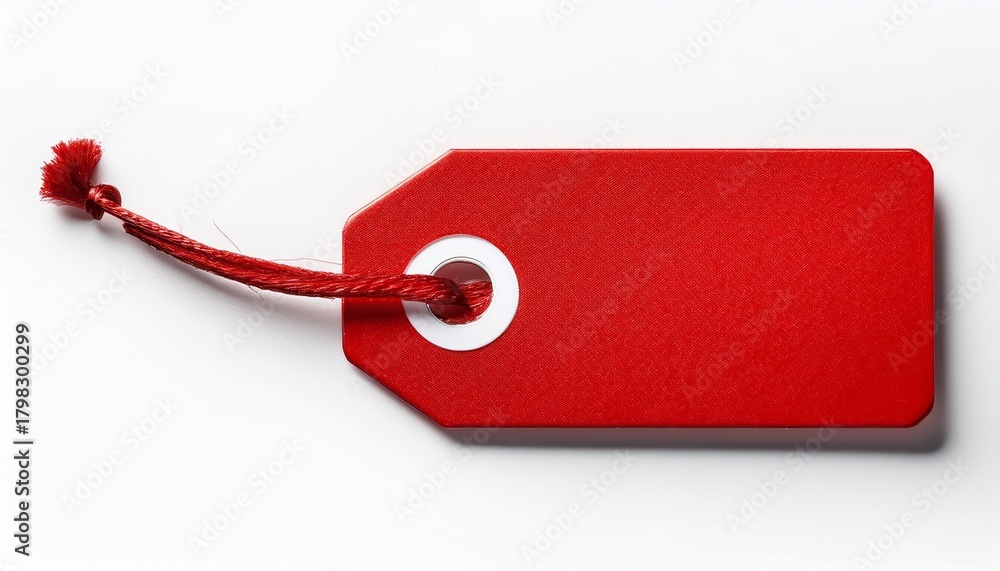 Fototapeta premium Vibrant Red Price Tag Isolated On White Background