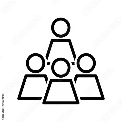 Conceptual Icon of Group Dynamics: A minimalist line-art illustration depicts a unified group, embodying the core of teamwork and collaboration. Its clean design.