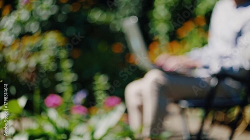 Remote Work in a Lush Garden Setting