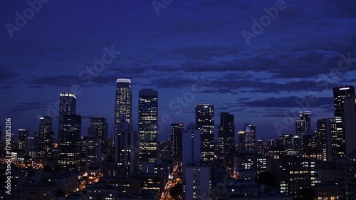 Stunning Urban Skyline at Twilight with Glowing City Lights