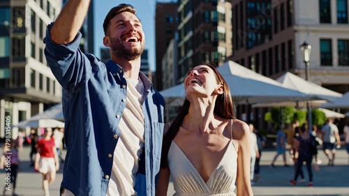 Joyful Couple Enjoying a Sunny Day in the City