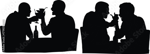 Conversation silhouette illustration, symbolic social interaction and expressive gesture graphics for design and education