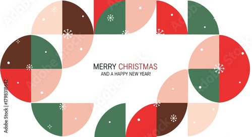 Abstract Geometric Christmas Card Design with Modern Festive Colors