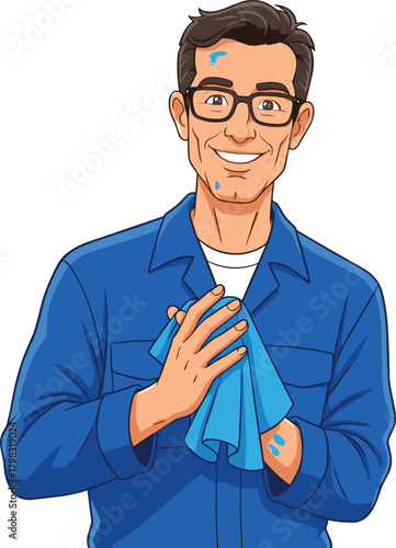 Painter cartoon illustration, symbolic craftsmanship and vocational pride graphics for design and education