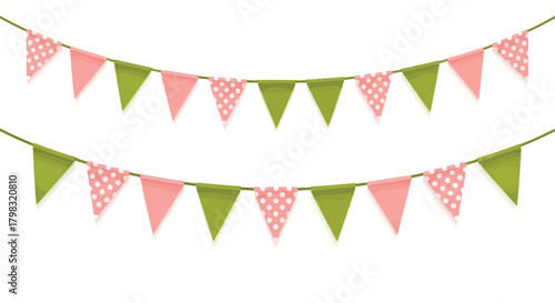 Festive Garland Pink and Green Triangle Banners