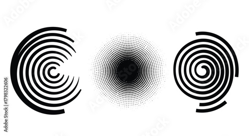 Concentric Design Spiral and Radial Geometric Abstraction