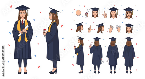 Graduation Character Vector Illustration Pack