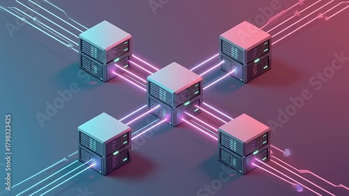 Isometric Server Network and Data Flow