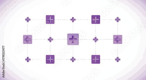Interconnected Purple Plus Signs Grid Pattern - Modern Abstract Design