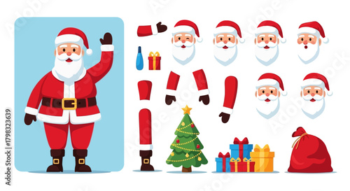 Santa Claus Character Elements for Holiday Season Design