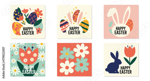 Vibrant Easter Card Collection Illustrated Holiday Designs