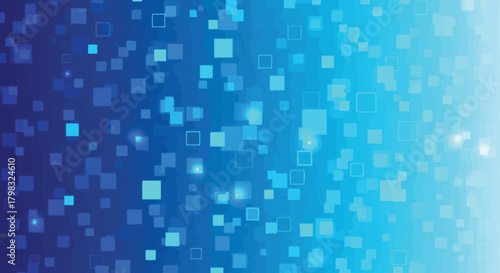 Geometric Abstract Background of Squares in Blue Tones with Sparkles and Light
