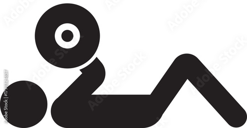 Stick figure lifting dumbbell during ab workout