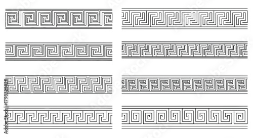 Collection of Greek Key Frieze Designs with Geometric Patterns