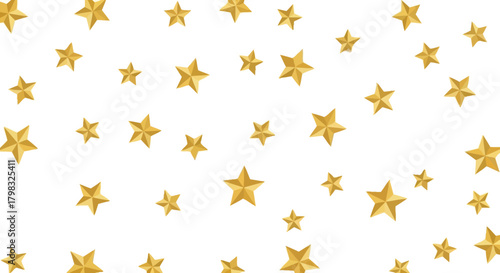 Golden Stars Scattered on White Background for Awards and Celestial Events
