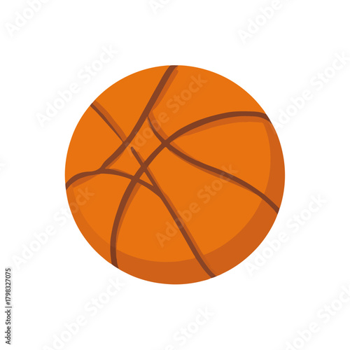 Basketball Illustration Orange Ball with Brown Lines on White