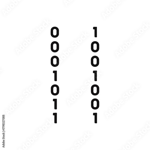 Binary Code Numbers 0 and 1 on White Background