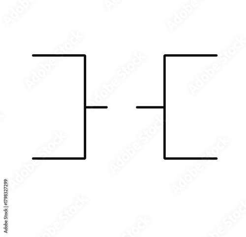 Vector illustration template of a blank tournament schedule diagram with flat black lines. Sports, soccer, basketball, volleyball, badminton, racing, baseball, tennis.