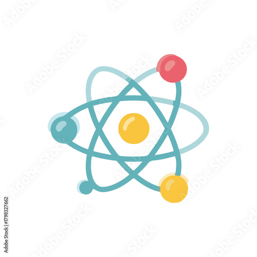 Colorful Science Atom Illustration for Educational Design Projects