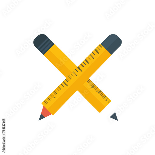 Crossed Pencils with Rulers Education, Design, and Creativity Concept