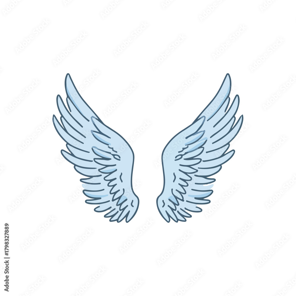 Obraz premium Elegant Light Blue Angel Wings on White Background