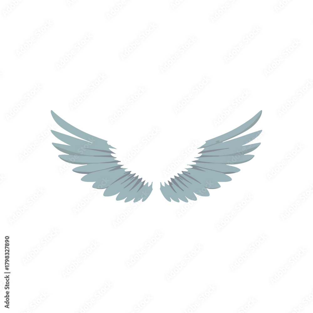 Obraz premium Elegant Light Blue Wing Design on White Background for Commercial Use