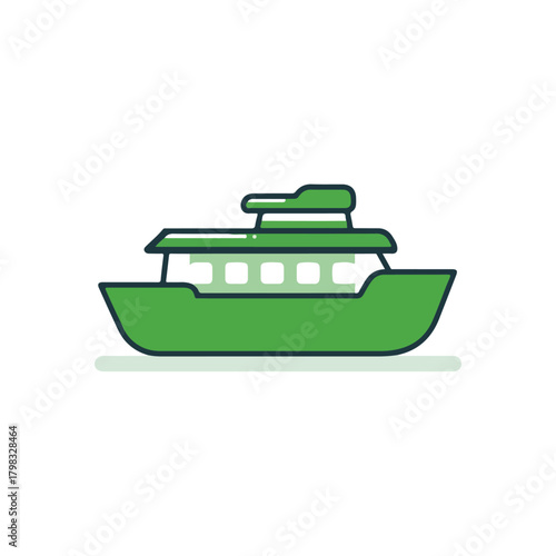 Green Boat Illustration Clean Modern Design for Travel